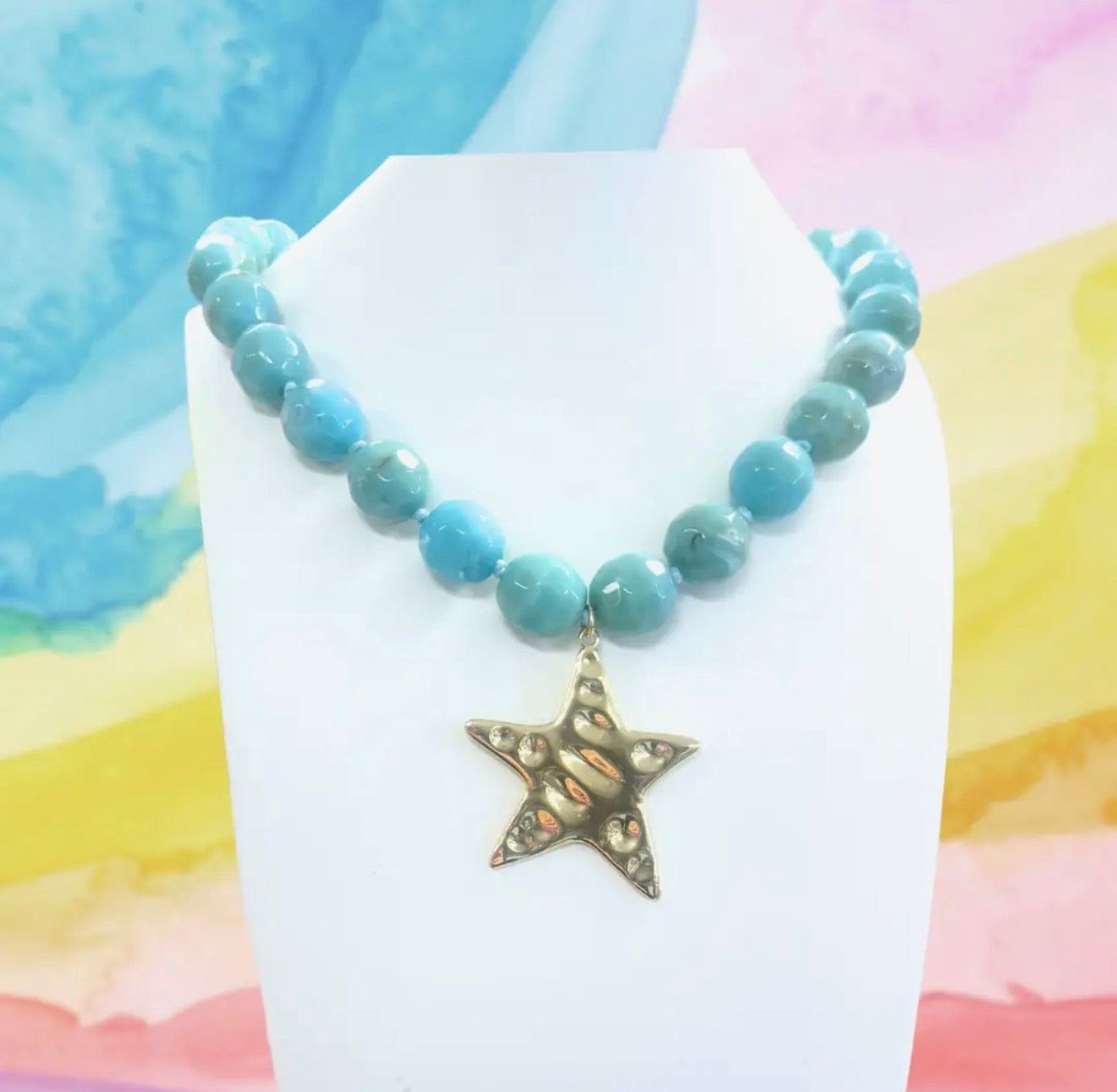 Turquoise Beaded Star Necklace